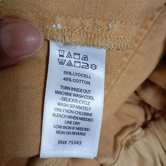 Nicole Miller High-Waisted Wide Leg Tan Pants US 2 Cotton Blend Womens Demin - Picture 3 of 9